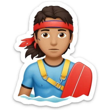 Lifeguard Native American Teenager with messy hair rescuing someone sticker