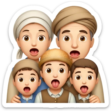 hungry peasants family photorealistic with open mounthes sticker