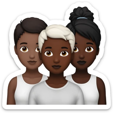 Three friends two black one white sticker