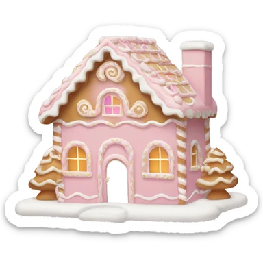 light pink and gold and white gingerbread house sticker