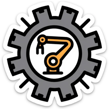 Robotics engineering logo with gear and robot arm, for Pioneers in Engineering club sticker