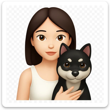 Remove the animal ears from the girl's head and make her wear a white tank top, keep the rest the same. No background. The style should resemble the original image's look and feel. sticker