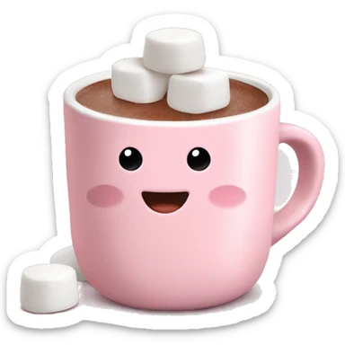 Light Pink mug of hot chocolate with marshmallows  sticker