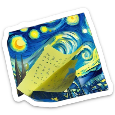 a sticky note with van gogh's starry night briefly drawn on it sticker