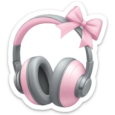 grey headphones with light pink bow sticker