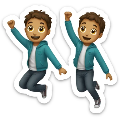 child is jumping with his arms up and legs down  sticker