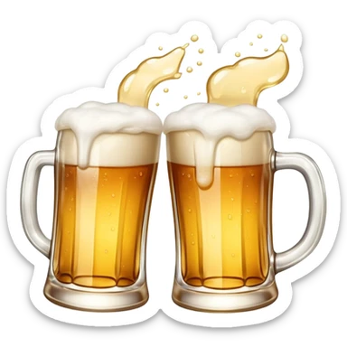 two beer mugs clinking together in a toast sticker