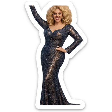 drag queen in a sequin gown striking a pose sticker