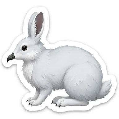 Ermine-Snowshoe-Hare-Arctic-Fox-Snowy-Owl-fusion-hybrid-animal-creature with a beak sticker