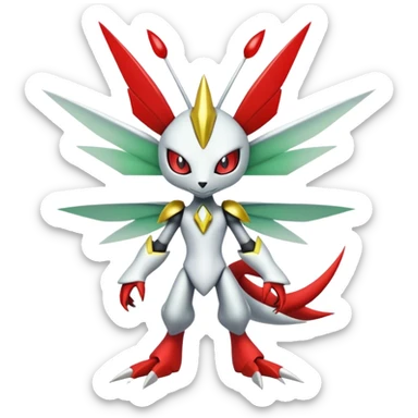 Cute Cool Edgy Shiny Ethereal Legendary Kartana-Digimon-Scizor-hybrid full body sticker
