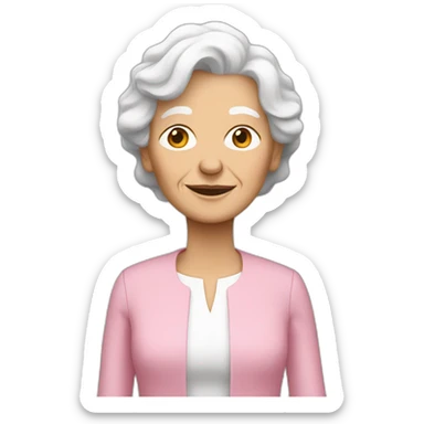 white old woman in pink monochrome outfit sticker