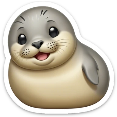 Cinematic Cute Yawning harbour seal Portrait Emoji, Head tilted slightly with a dramatic, wide-open yawn, showcasing a smooth, rounded body with gently drooping features and sleepy, half-closed eyes, Simplified yet irresistibly adorable features, highly detailed, glowing with a soft, cozy maritime glow, high shine, relaxed yet expressive, stylized with a dash of whimsical ocean charm, soft glowing outline, capturing the essence of a drowsy yet affectionate harbour seal that appears ready to stretch out for a nap! sticker