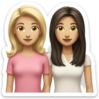 short hair blonde mother and long brunette hair daughter  sticker