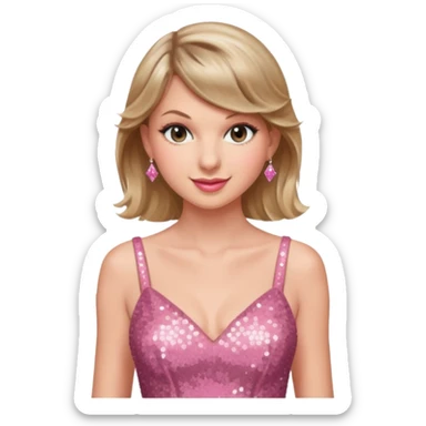 Taylor Swift smile in a sparkling pink dress sticker