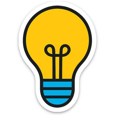 bulb icon, color outline style, modern and vibrant sticker