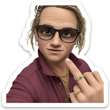 stylish boy with jewelry sticker