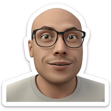 bald boy in glasses portrait sticker