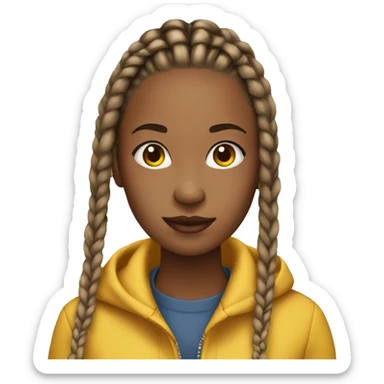 Girl with box braids and yellow coat  sticker
