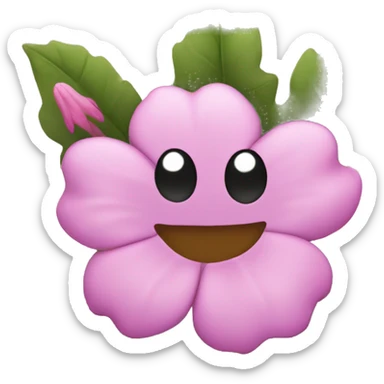 A bog with a pink flower sticker