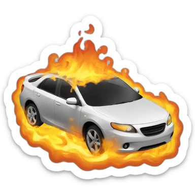 Car on fire sticker
