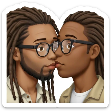 black guy with dreads and glasses kissing filipino sticker