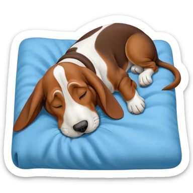 A basset hound sleeping on a blanket sticker