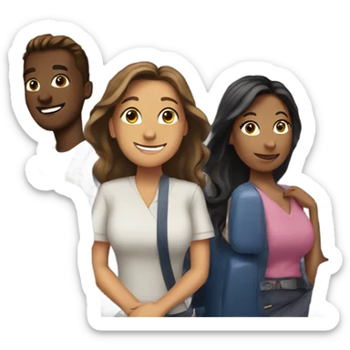 4 friends taking a plane sticker