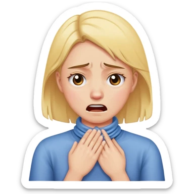 A girl holding her neck and is about to start crying because she’s mad sticker