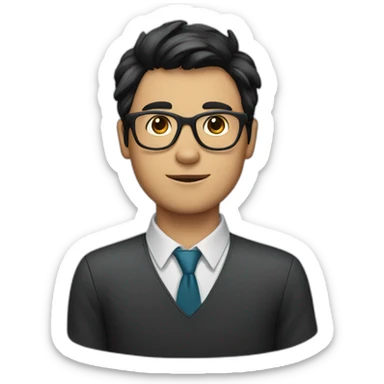 dark haired cat man with glasses sticker