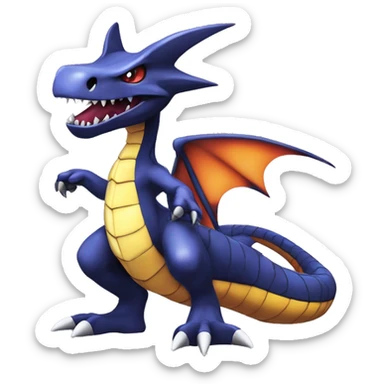 Cool Edgy Seviper-Garchomp-Gabite Fakémon Digimon with Edgy markings, full body, outlined sticker