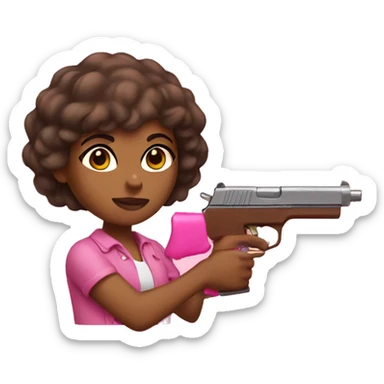 Brown Girl holding pink gun sticker