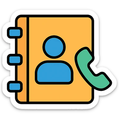 mobile contacts icon with phone and person silhouette sticker