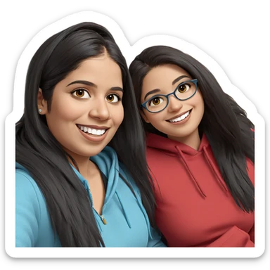smiling girls in stylish hoodies sticker