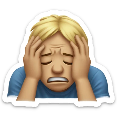 head in hands crying sticker