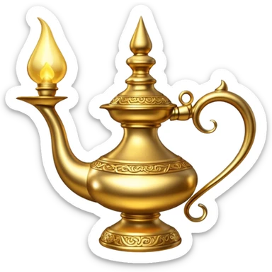 A golden color classic ginie lamp emoji sticker
