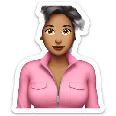 Latina Woman mute pink full body jumpsuit sticker
