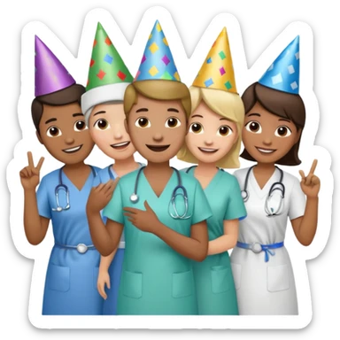 Create Happy & celebrating team faces for a hospital sticker