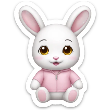 pastel pink rabbit doll sticker