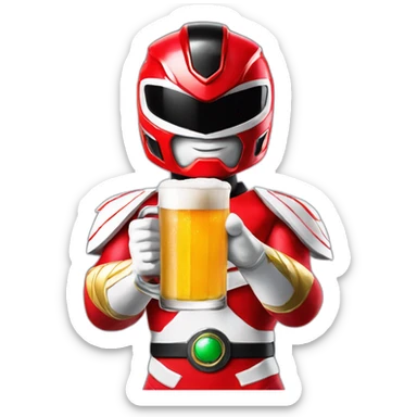 power ranger mighty morphin red drinking beer sticker