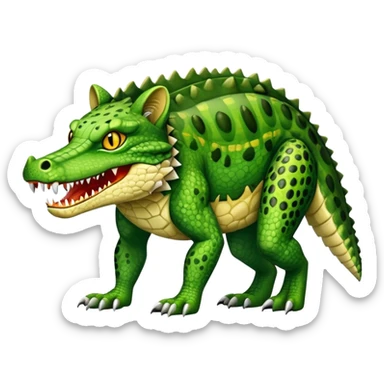 Crocodile-Bobcat-Fakémon-hybrid-creature with a long muzzle, full body sticker