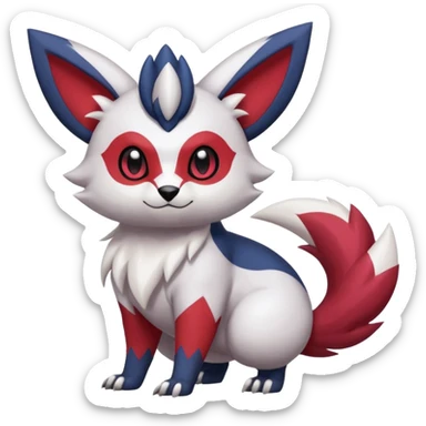 Minccino-Absol-Zorua-Furret-Zangoose-fusion-animal-Fakémon-hybrid-creature  sticker