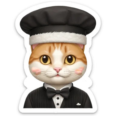 chef cat, bow tie and hat sticker