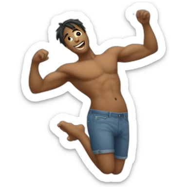Shirtless guy dancing under raining money  sticker