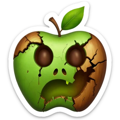 A rotten apple emoji resembling the apple inc logo. No face. sticker