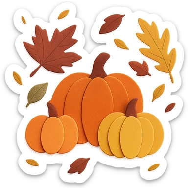 Add falling leaves to the paper craft style fall scene in the square, keeping the layered look sticker