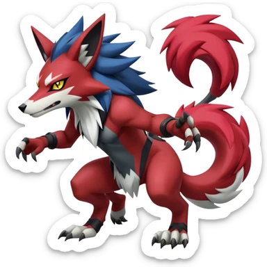  Cool Edgy Godly Digimon-Zoroark-Zeraora-Lycanroc-hybrid full body sticker
