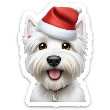 White westie dog wearing Santa hat  sticker