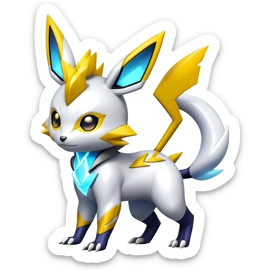 Shiny Futuristic Colorful Pichu-Raichu-Renamon-Zeraora-hybrid-creature sticker