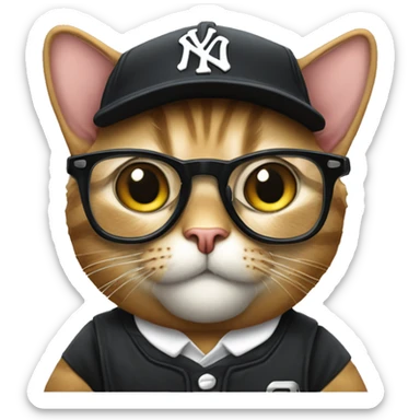 Mulatto umpire presidential young adult cat pfp with sport glasses, eyes gleaming with redemption sticker