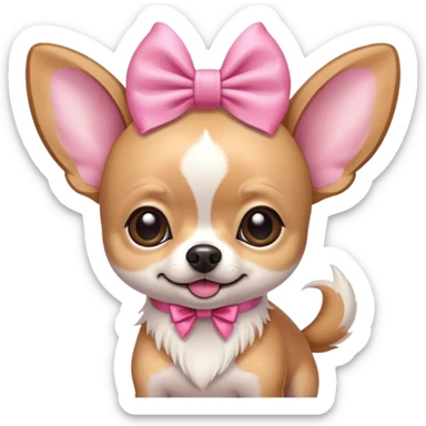 Light chihuahua with big pink bow on head sticker